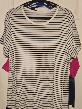 torrid Black & White Striped Crew Neck Tee